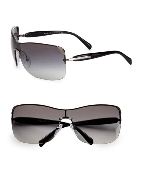 prada wrap around rimless shield sunglasses|prada 51mm rectangular sunglasses.